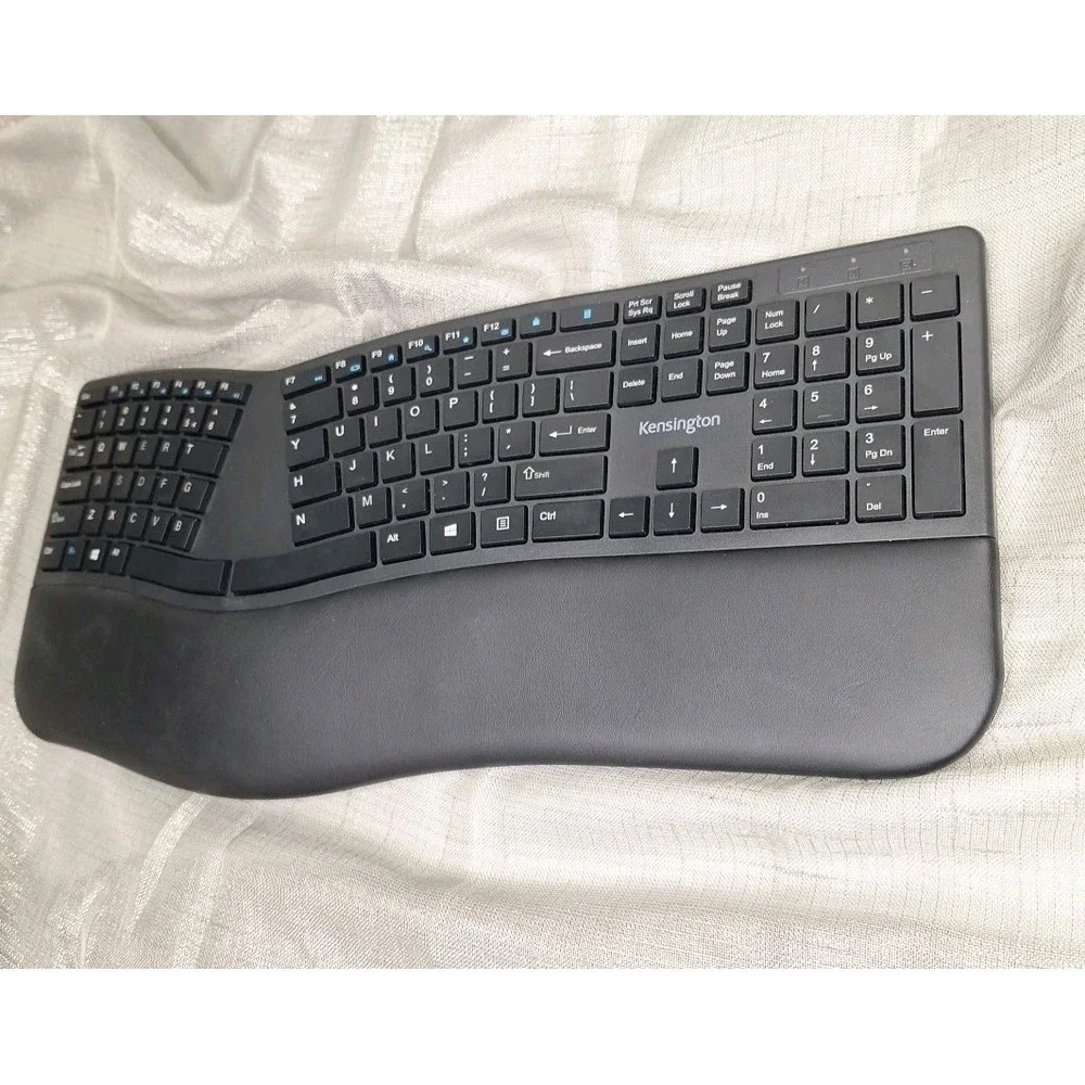 Kensington Pro Fit Ergo Wireless Keyboard Tested Dongle Included Wrist Rest